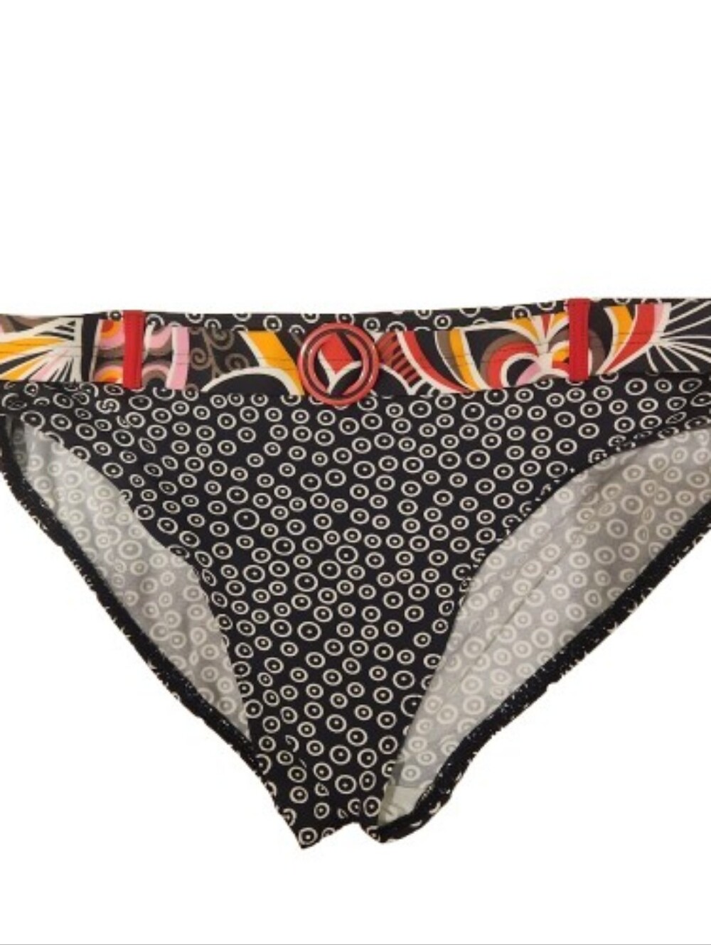 Sunflair Retro Geometric Bikini Bottoms w/ Attached Belt Detail Size US 10